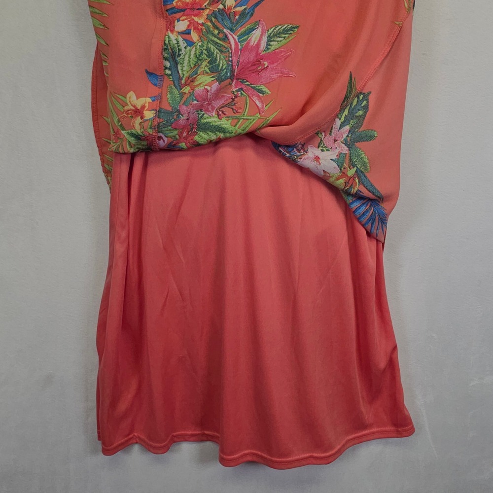 She + Sky Maxi Dress Womens S Coral Tropical Floral Resort Vacation Boho Flowy - Picture 13 of 15